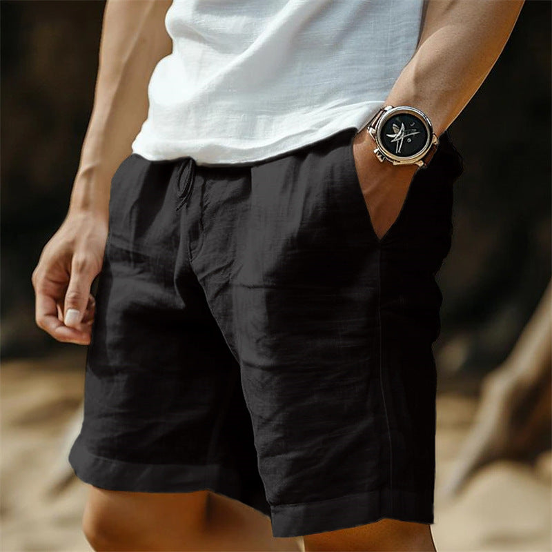 Men’s Cotton-Linen Shorts – Loose Fit British Style, 5th Length Summer Casual Pants - Daily Goods