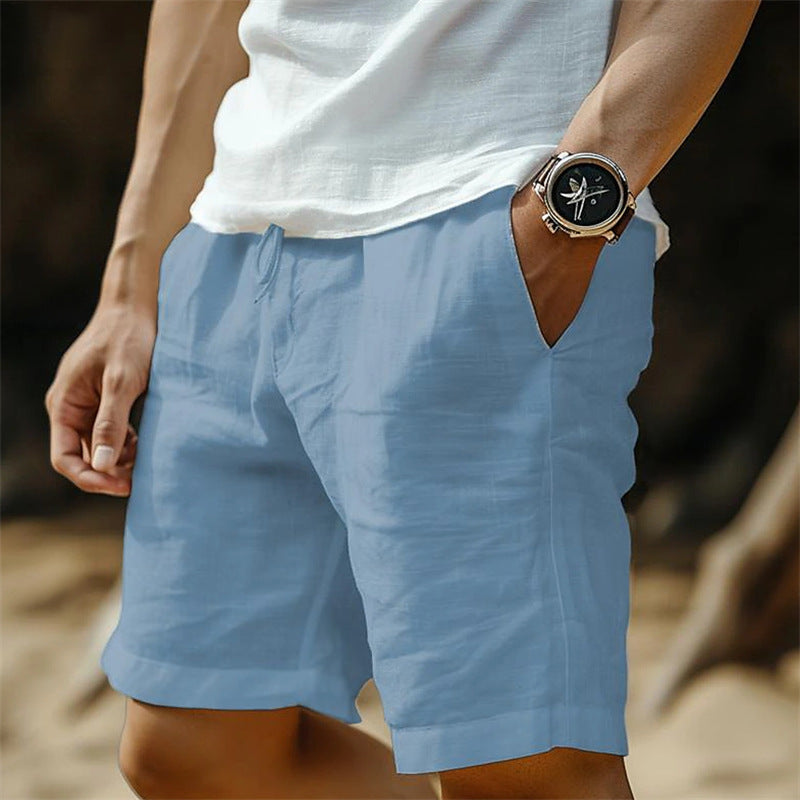 Men’s Cotton-Linen Shorts – Loose Fit British Style, 5th Length Summer Casual Pants - Daily Goods
