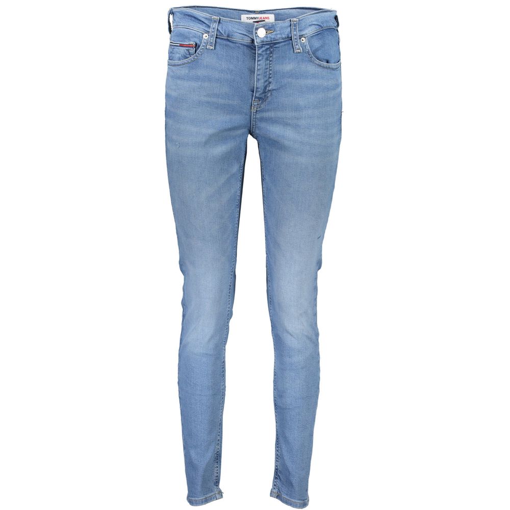 Tommy Hilfiger Blue Women’s Nora Mid Rise Skinny Jeans – Washed Effect & Iconic Logo - Daily Goods