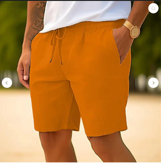 Men’s Cotton-Linen Shorts – Loose Fit British Style, 5th Length Summer Casual Pants - Daily Goods