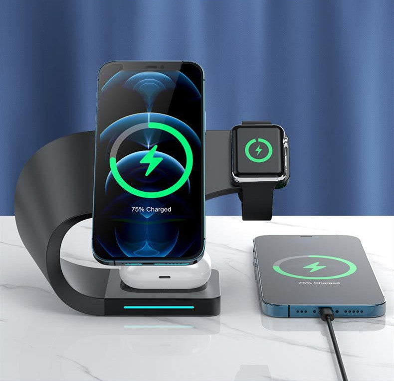 15W Wireless Charger – Fast Charging Dock with Type-C Interface for Phones, Black & White - Daily Goods