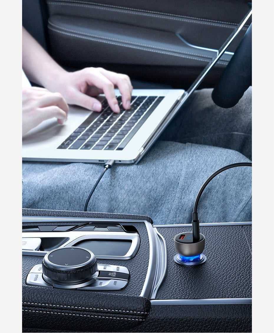 65W Dual-Port Fast Car Charger – Type-C & USB Quick Charge for Phones and Laptops - Daily Goods