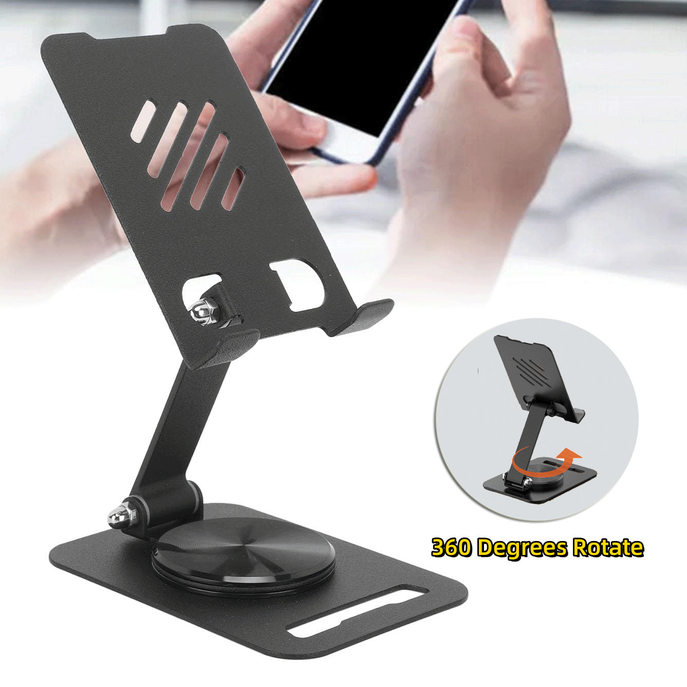 Desktop Phone & Tablet Stand – Foldable Aluminum Alloy Holder with 360° Rotation - Daily Goods