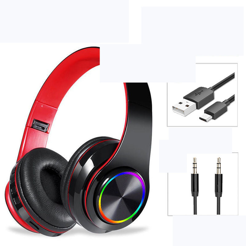 Wireless Bluetooth Headphones with Mic, 7-Color LED Light, 40mm Driver, Multi-Mode Playback – Stereo Headset - Daily Goods