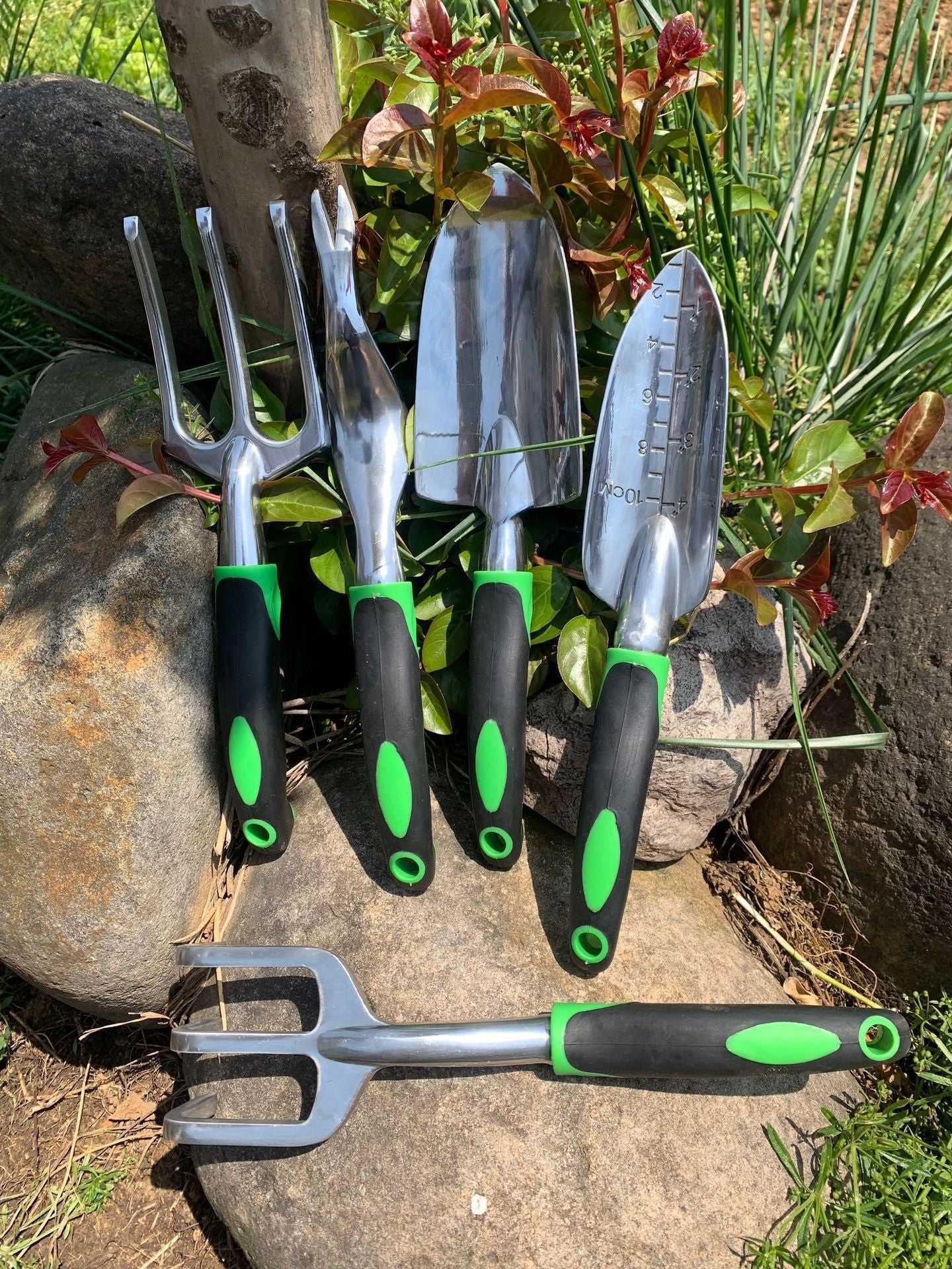 9-Piece Aluminum Alloy Gardening Tool Set – Durable Green Garden Hand Tools for Nursery & Seedling Cultivation - Daily Goods