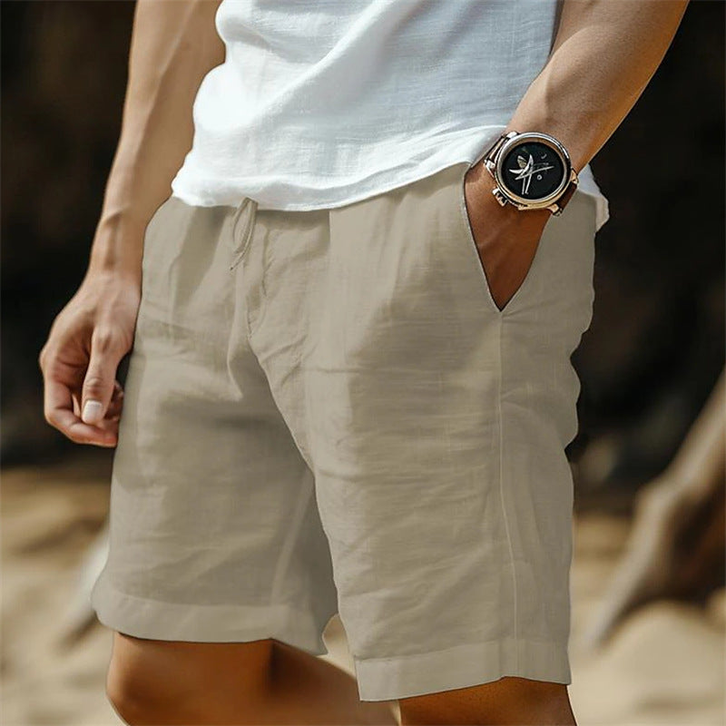 Men’s Cotton-Linen Shorts – Loose Fit British Style, 5th Length Summer Casual Pants - Daily Goods