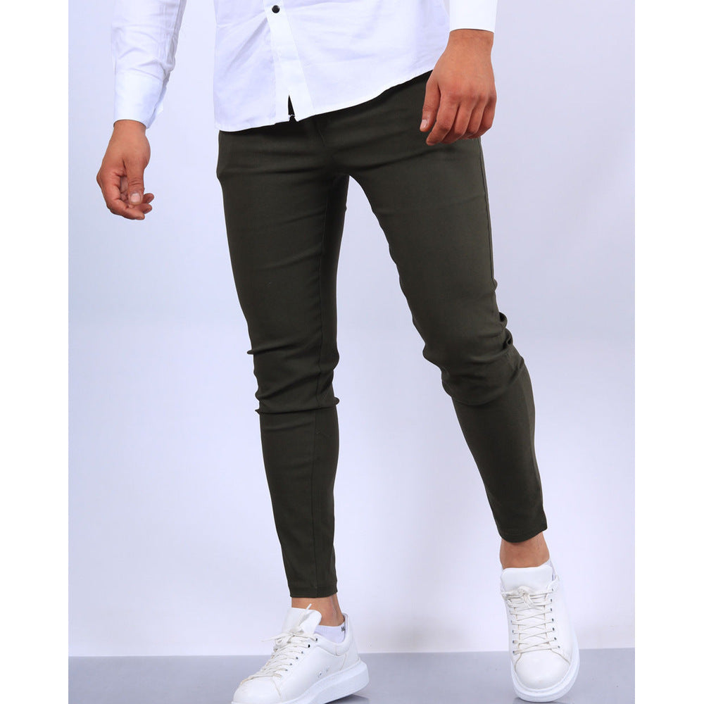Men’s Pencil Pants – Mid-Waist Cotton & Polyester with Micro Elasticity - Daily Goods