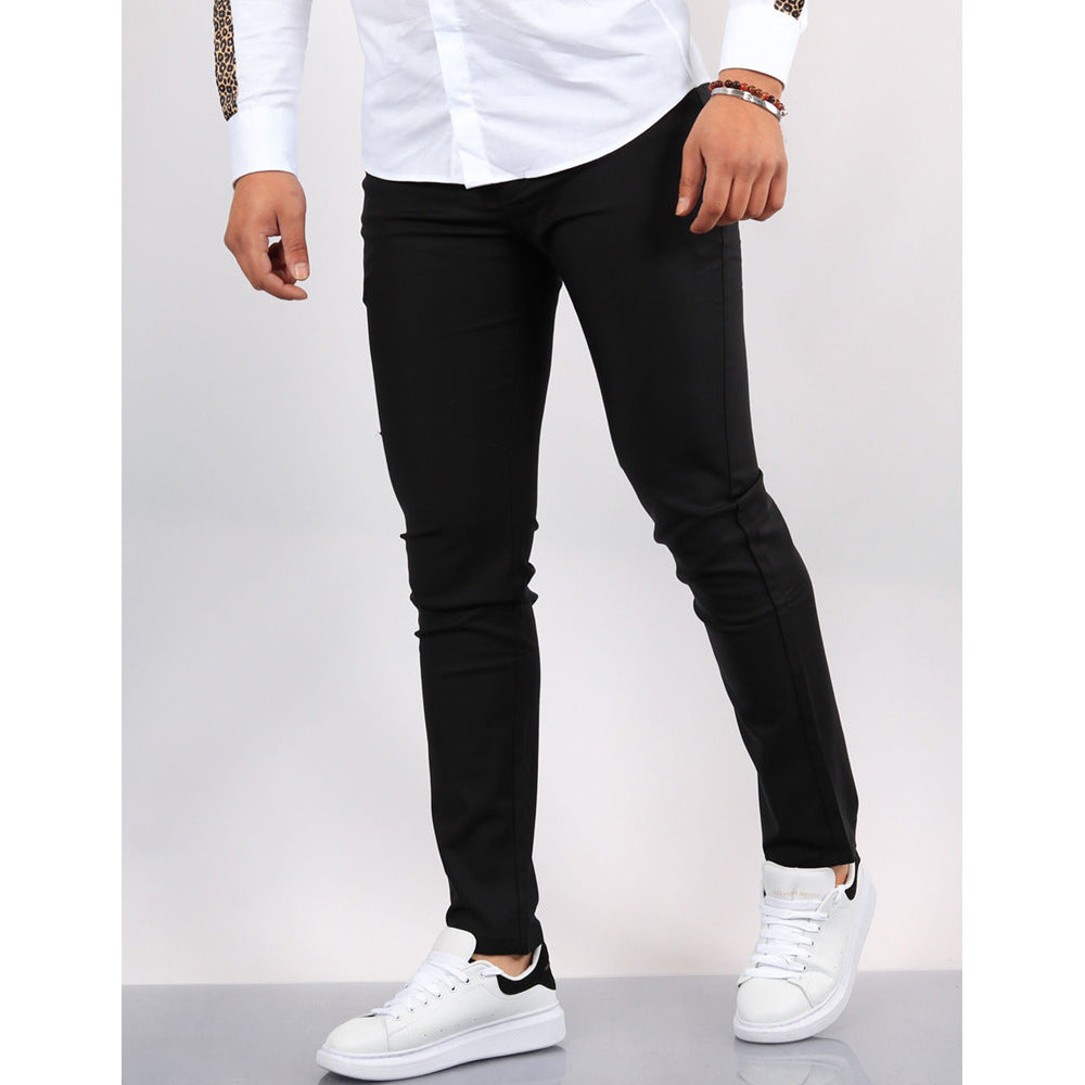 Men’s Pencil Pants – Mid-Waist Cotton & Polyester with Micro Elasticity - Daily Goods