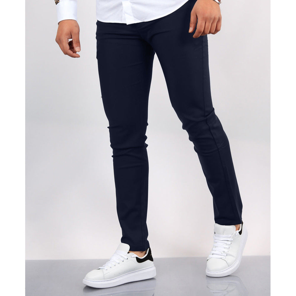 Men’s Pencil Pants – Mid-Waist Cotton & Polyester with Micro Elasticity - Daily Goods
