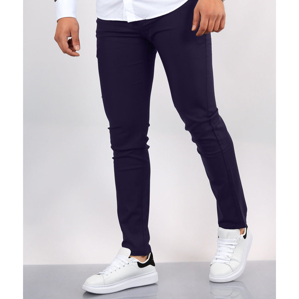 Men’s Pencil Pants – Mid-Waist Cotton & Polyester with Micro Elasticity - Daily Goods