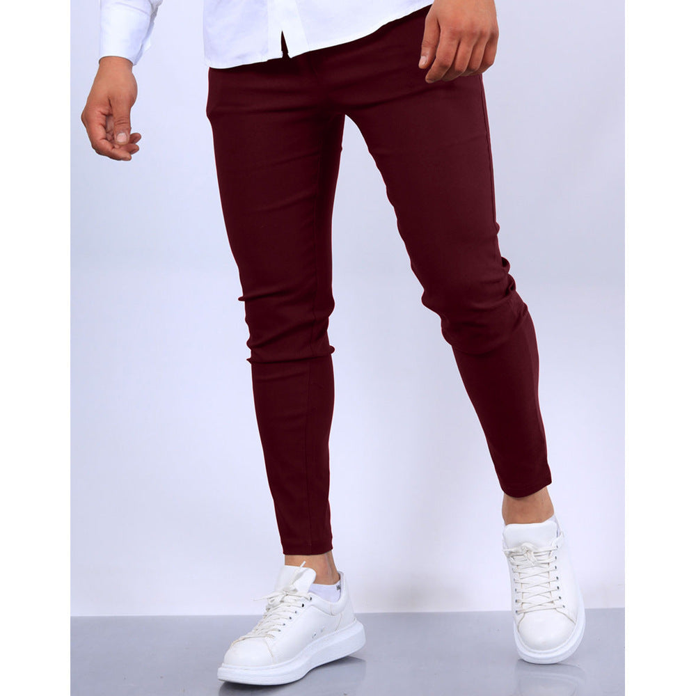 Men’s Pencil Pants – Mid-Waist Cotton & Polyester with Micro Elasticity - Daily Goods