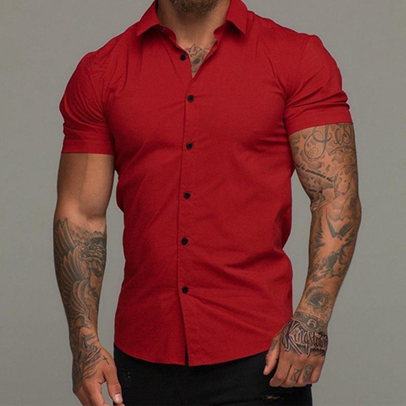 Men’s Short Sleeve Cardigan Shirt – Solid Color Polyester, Casual Summer Wear, Custom Logo Available - Daily Goods