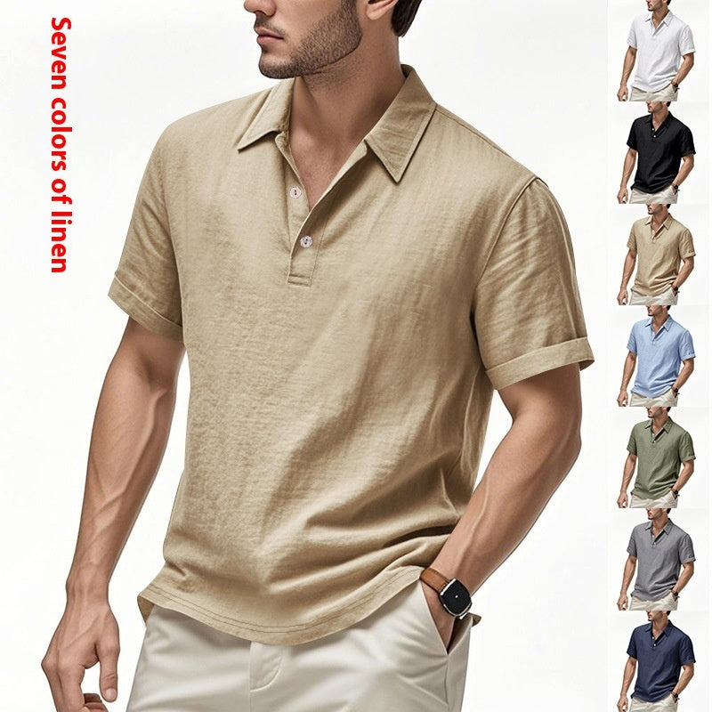 Men’s Slim-Fit Linen Pullover – Solid Color Lightweight Casual Shirt for Youth & Adults - Daily Goods