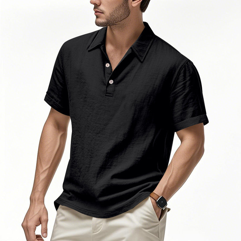 Men’s Slim-Fit Linen Pullover – Solid Color Lightweight Casual Shirt for Youth & Adults - Daily Goods