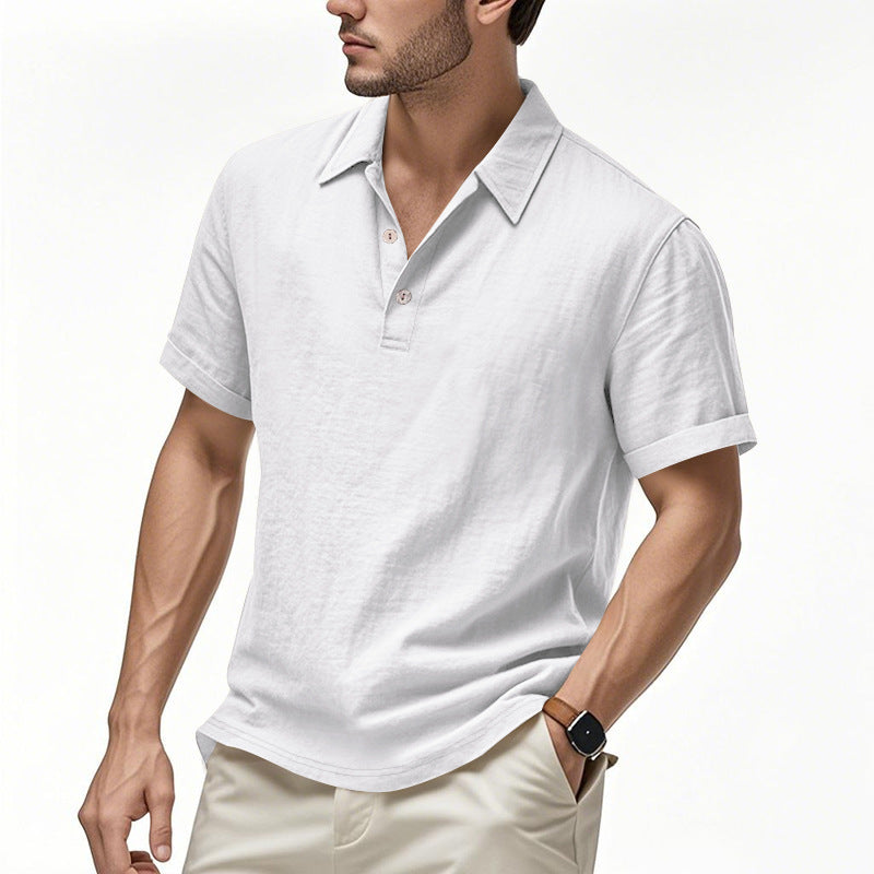 Men’s Slim-Fit Linen Pullover – Solid Color Lightweight Casual Shirt for Youth & Adults - Daily Goods