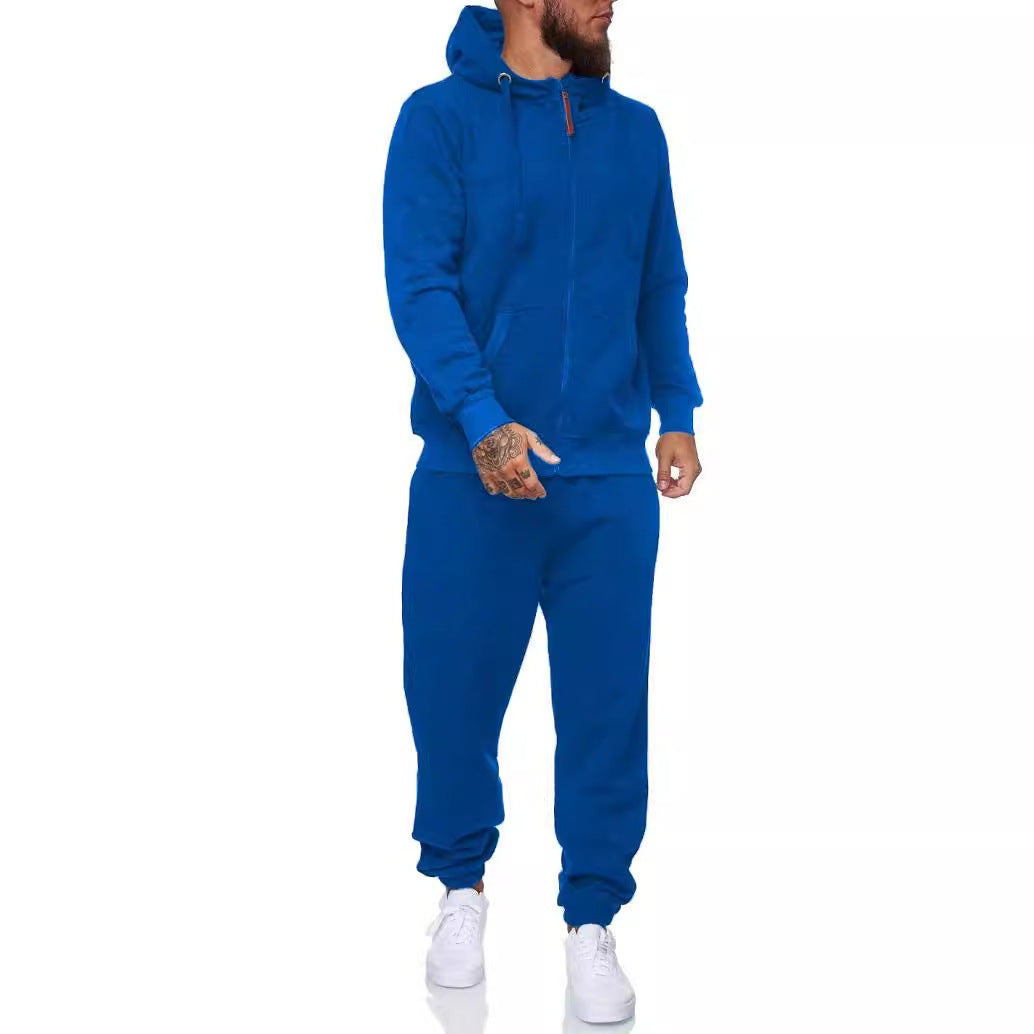 Men’s Winter Hooded Sports Tracksuit – Cotton Blend Coat & Trousers Set - Daily Goods