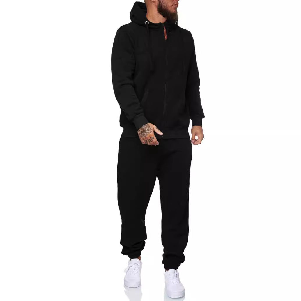 Men’s Winter Hooded Sports Tracksuit – Cotton Blend Coat & Trousers Set - Daily Goods
