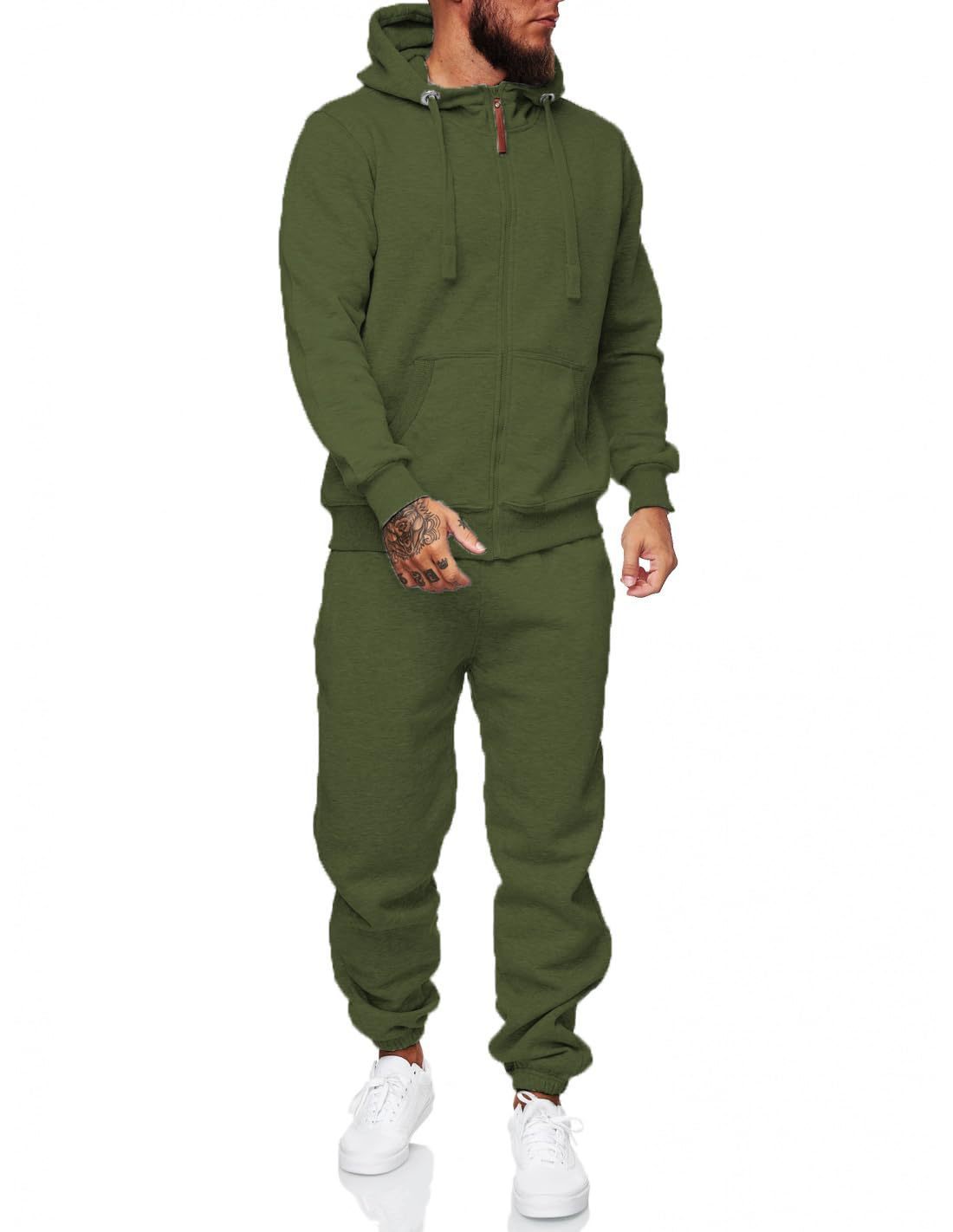Men’s Winter Hooded Sports Tracksuit – Cotton Blend Coat & Trousers Set - Daily Goods