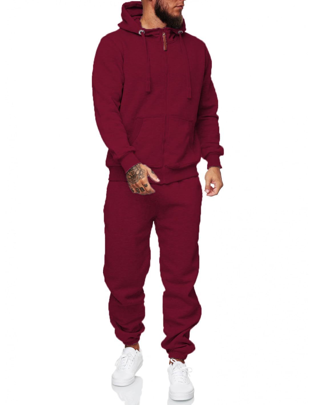 Men’s Winter Hooded Sports Tracksuit – Cotton Blend Coat & Trousers Set - Daily Goods