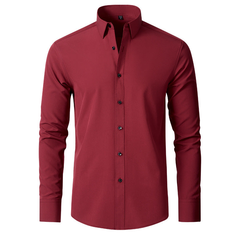 Men’s Slim-Fit Polyester Shirt – Lapel Collar, Casual Leisure Wear, Multiple Colors - Daily Goods
