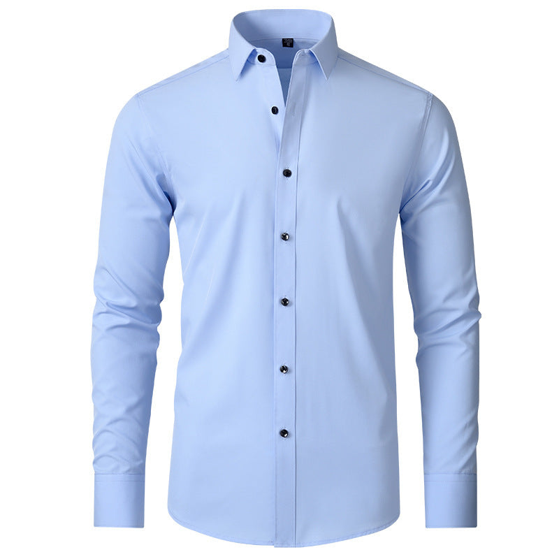 Men’s Slim-Fit Polyester Shirt – Lapel Collar, Casual Leisure Wear, Multiple Colors - Daily Goods