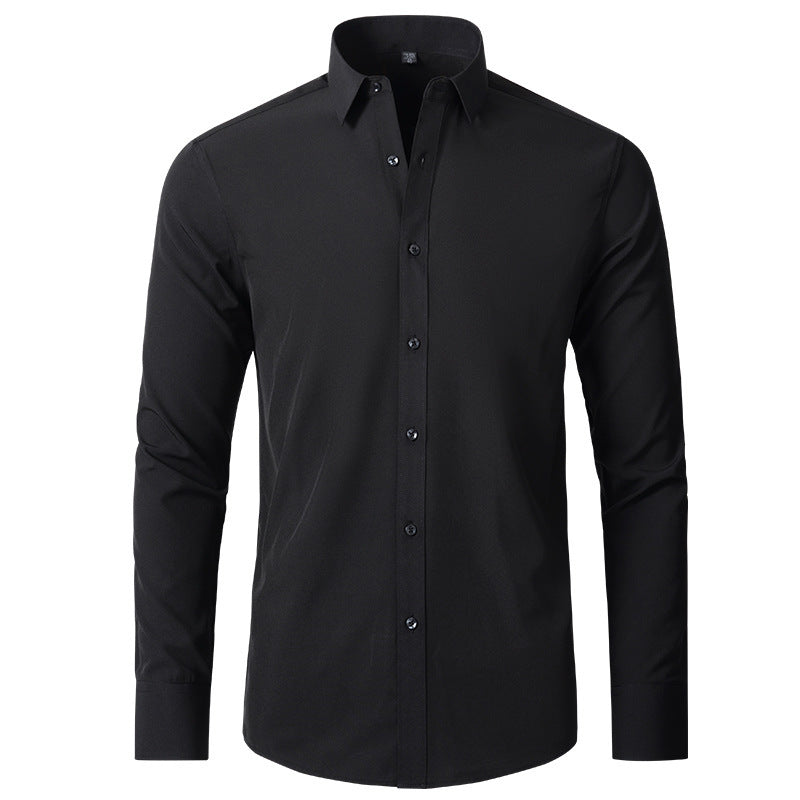 Men’s Slim-Fit Polyester Shirt – Lapel Collar, Casual Leisure Wear, Multiple Colors - Daily Goods