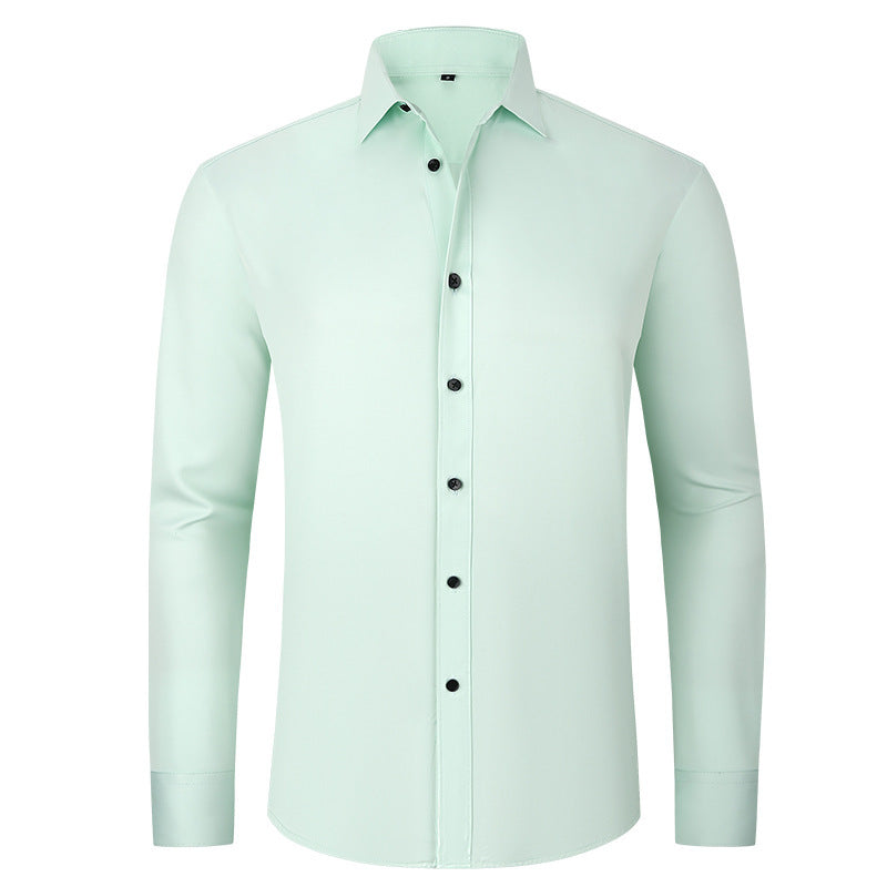 Men’s Slim-Fit Polyester Shirt – Lapel Collar, Casual Leisure Wear, Multiple Colors - Daily Goods