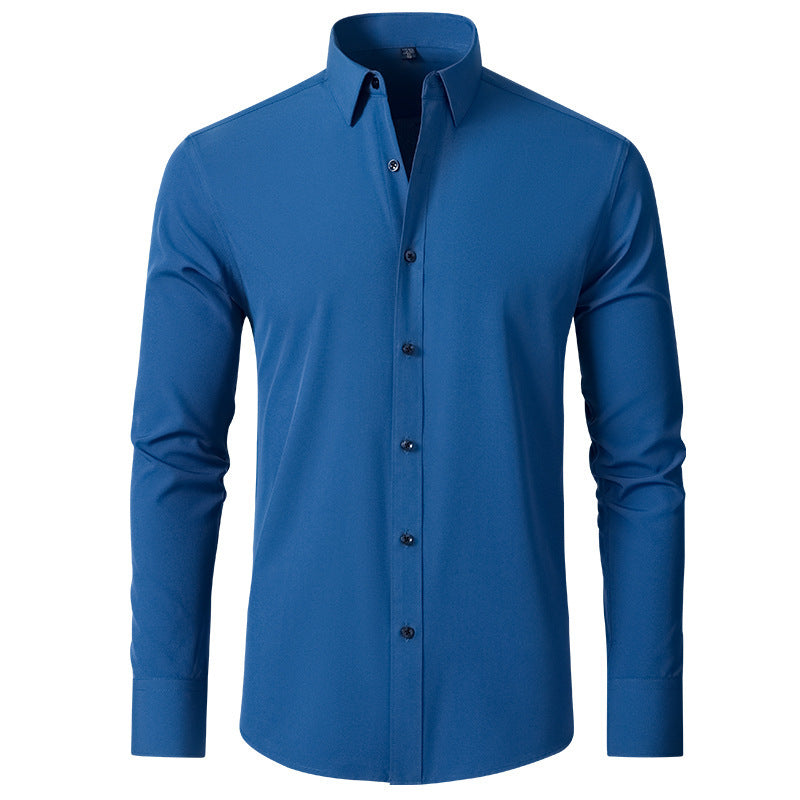 Men’s Slim-Fit Polyester Shirt – Lapel Collar, Casual Leisure Wear, Multiple Colors - Daily Goods