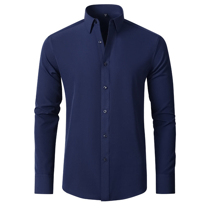 Men’s Slim-Fit Polyester Shirt – Lapel Collar, Casual Leisure Wear, Multiple Colors - Daily Goods