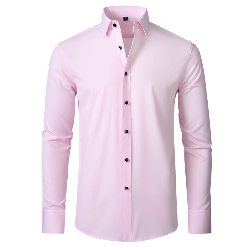Men’s Slim-Fit Polyester Shirt – Lapel Collar, Casual Leisure Wear, Multiple Colors - Daily Goods