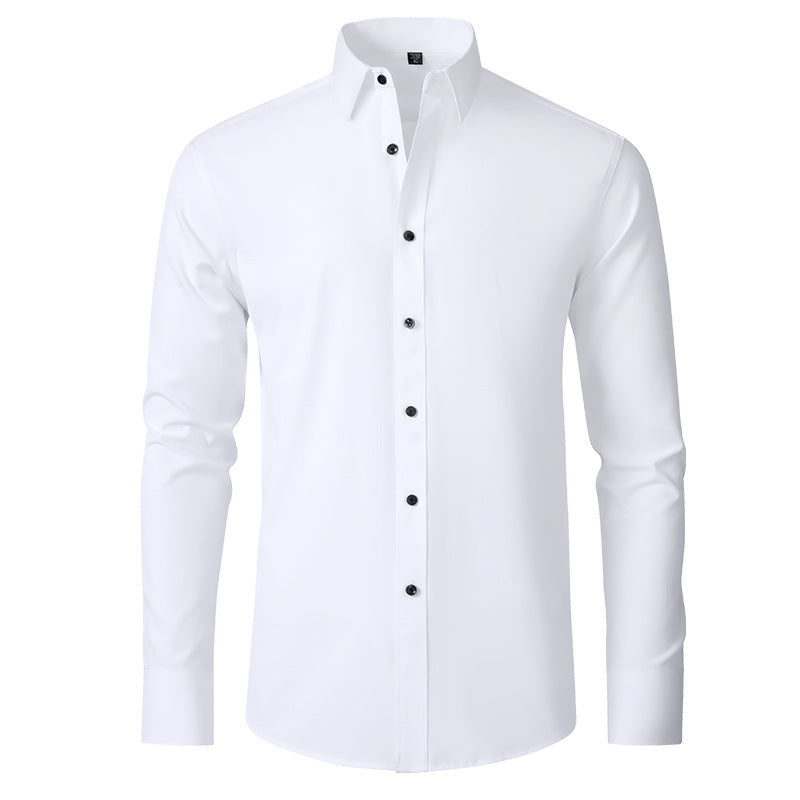 Men’s Slim-Fit Polyester Shirt – Lapel Collar, Casual Leisure Wear, Multiple Colors - Daily Goods