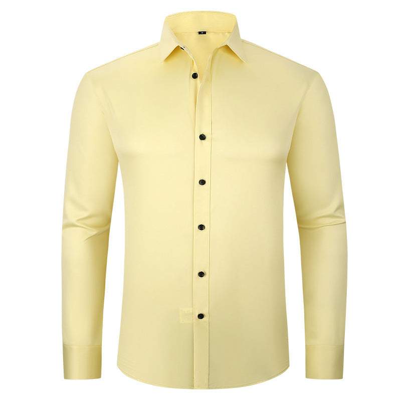 Men’s Slim-Fit Polyester Shirt – Lapel Collar, Casual Leisure Wear, Multiple Colors - Daily Goods