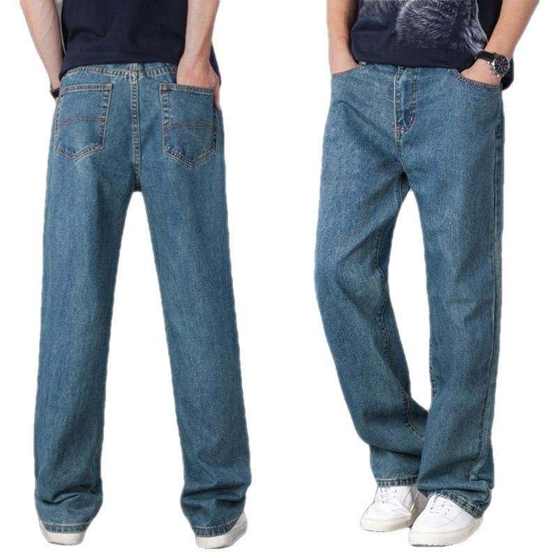 Men’s High Waist Loose Fit Denim Pants – Casual Chinese Style Cotton Jeans for Everyday Wear - Daily Goods