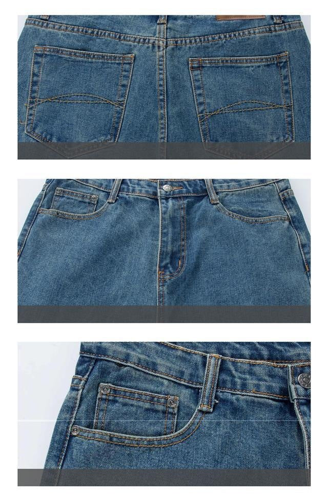 Men’s High Waist Loose Fit Denim Pants – Casual Chinese Style Cotton Jeans for Everyday Wear - Daily Goods