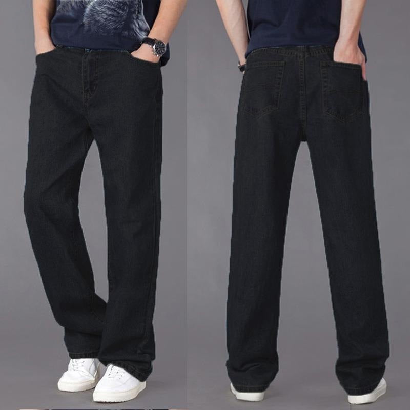 Men’s High Waist Loose Fit Denim Pants – Casual Chinese Style Cotton Jeans for Everyday Wear - Daily Goods