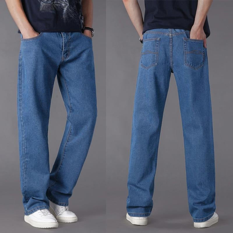 Men’s High Waist Loose Fit Denim Pants – Casual Chinese Style Cotton Jeans for Everyday Wear - Daily Goods