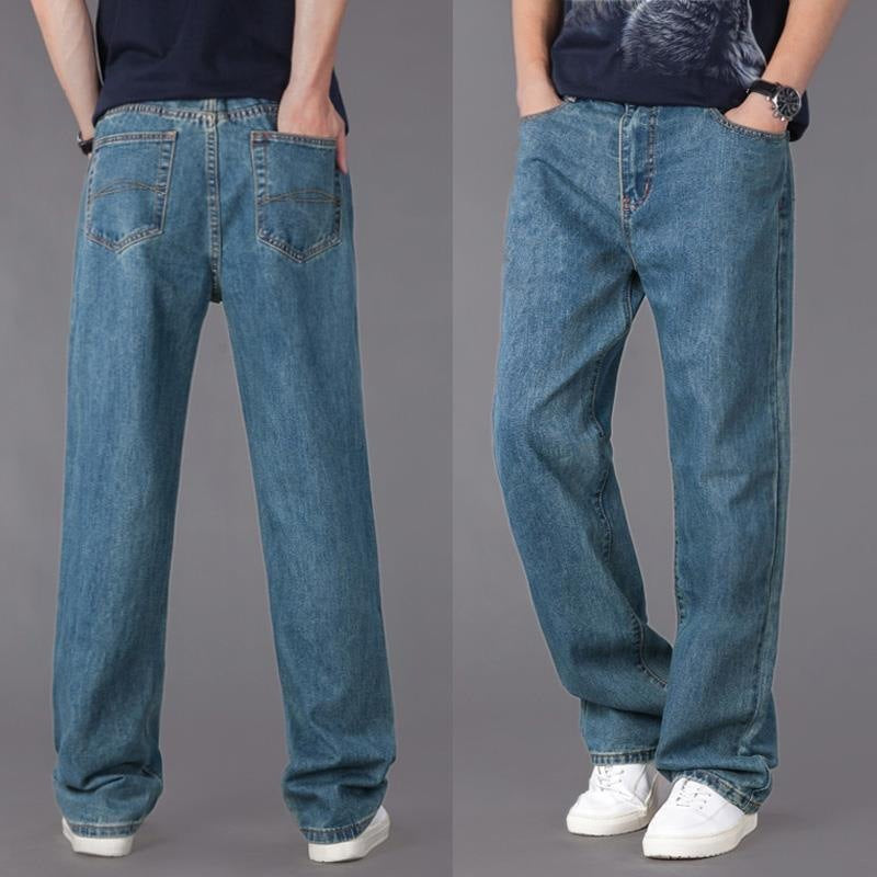 Men’s High Waist Loose Fit Denim Pants – Casual Chinese Style Cotton Jeans for Everyday Wear - Daily Goods