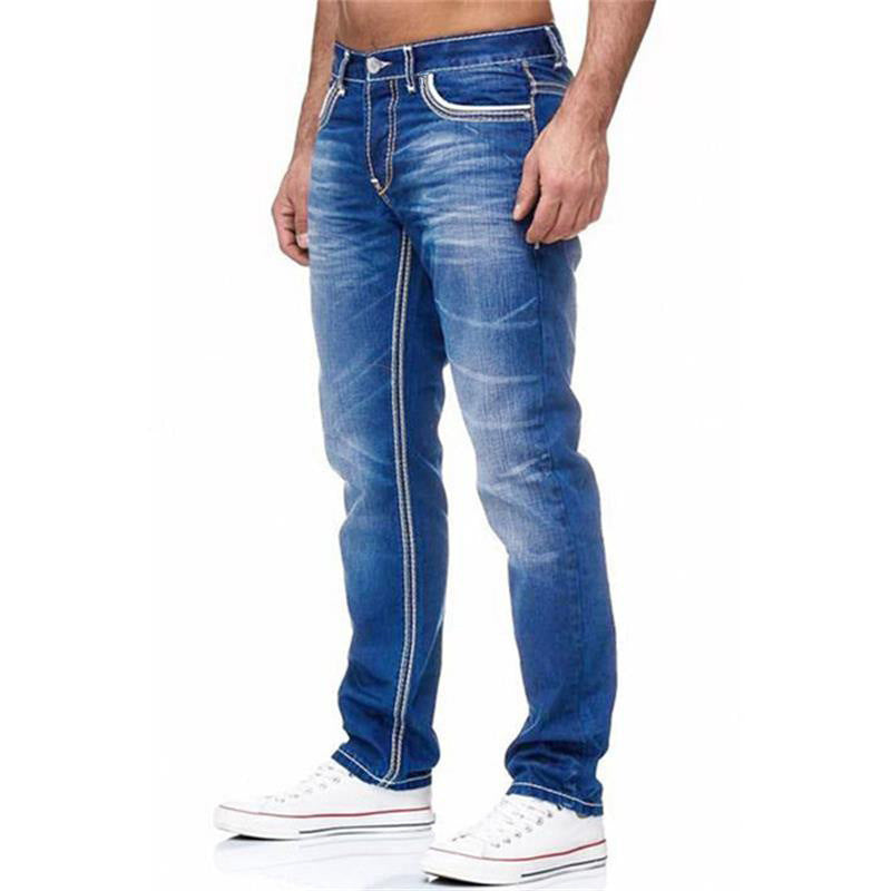 Men’s Cotton Pencil Pants – Mid Waist Slim Fit Jeans with Zipper Fly - Daily Goods