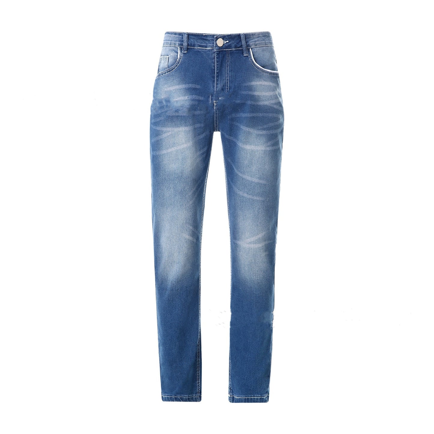 Men’s Cotton Pencil Pants – Mid Waist Slim Fit Jeans with Zipper Fly - Daily Goods