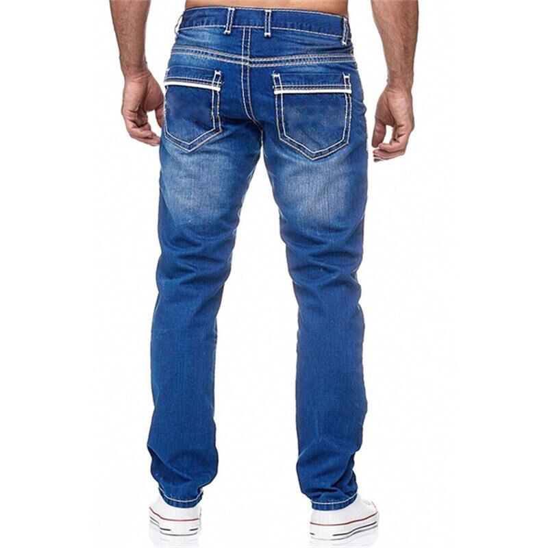 Men’s Cotton Pencil Pants – Mid Waist Slim Fit Jeans with Zipper Fly - Daily Goods