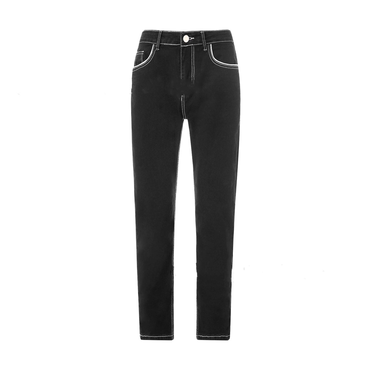 Men’s Cotton Pencil Pants – Mid Waist Slim Fit Jeans with Zipper Fly - Daily Goods