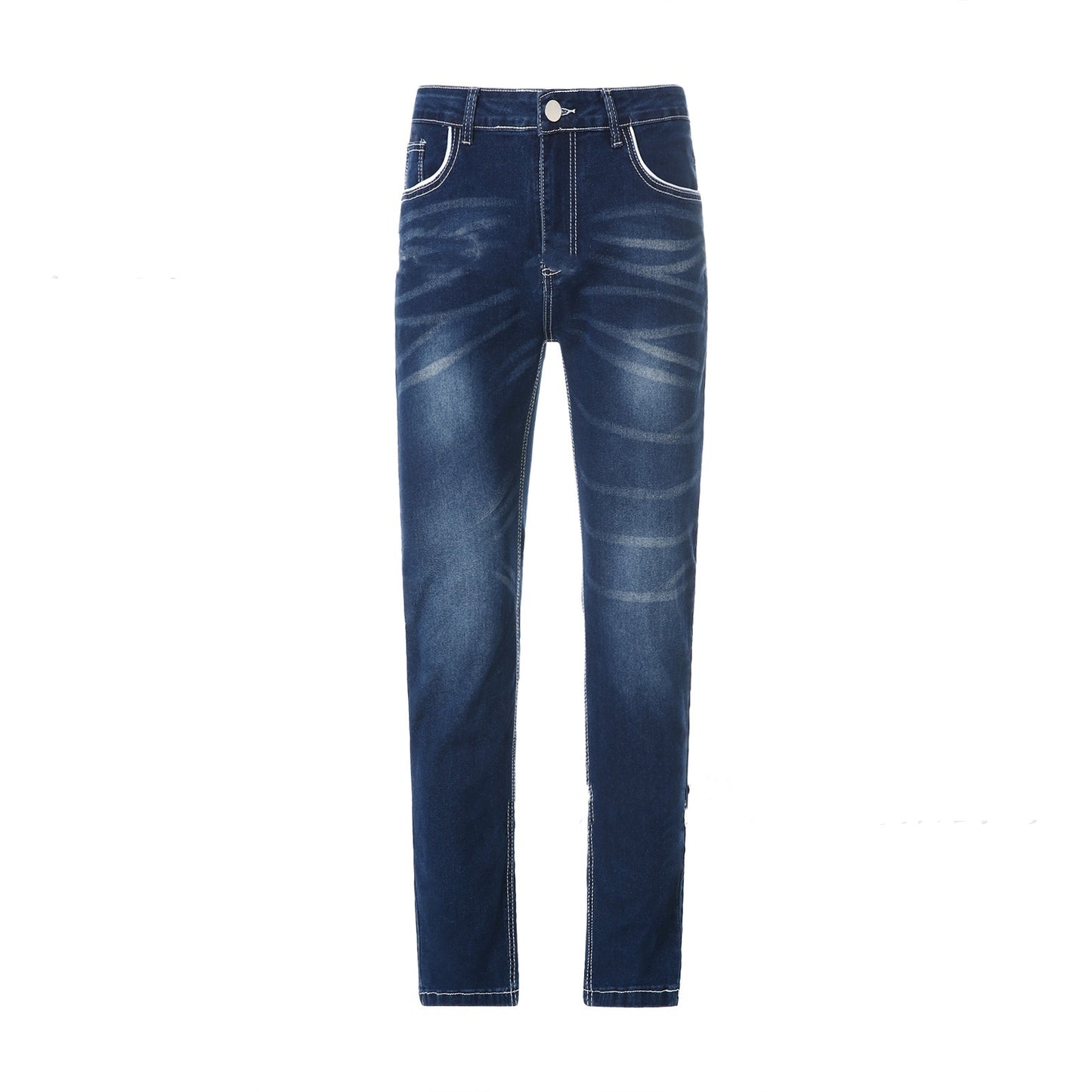 Men’s Cotton Pencil Pants – Mid Waist Slim Fit Jeans with Zipper Fly - Daily Goods