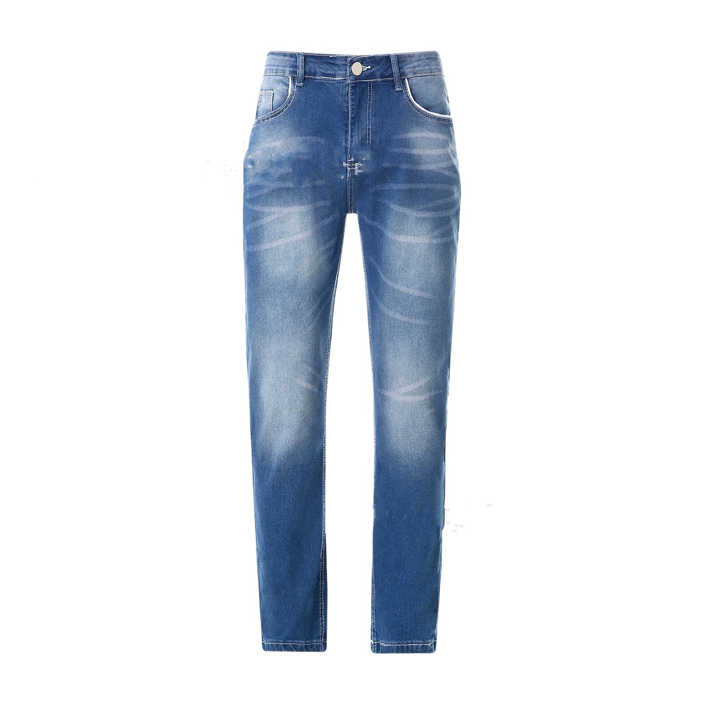 Men’s Cotton Pencil Pants – Mid Waist Slim Fit Jeans with Zipper Fly - Daily Goods