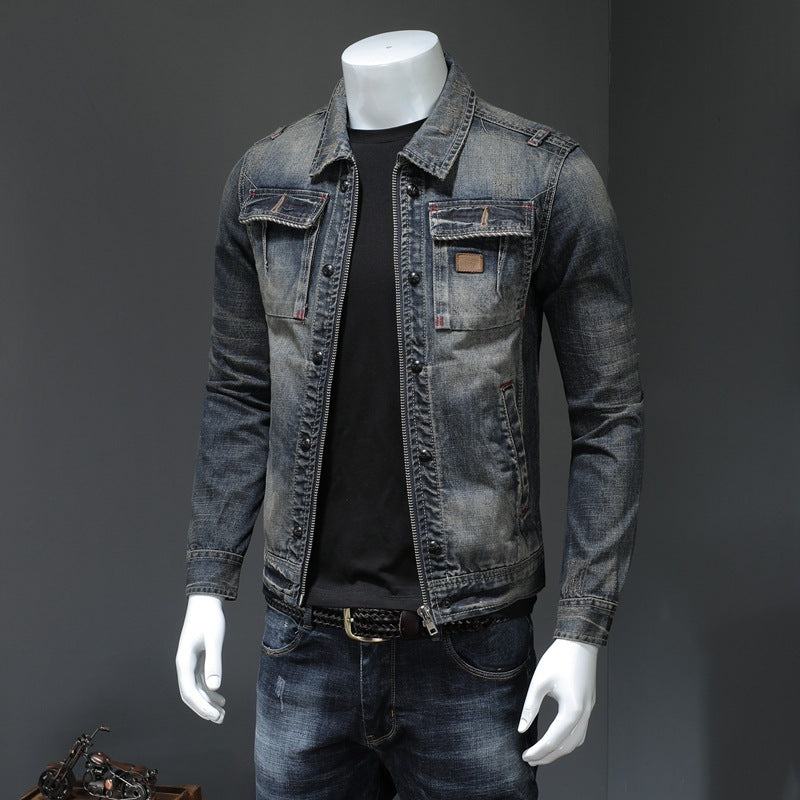 Men’s Denim Casual Jacket – Cotton Blend, Side Slit Pockets, Regular Fit - Daily Goods