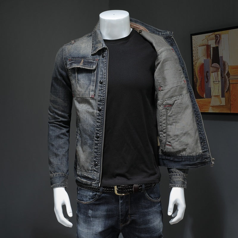 Men’s Denim Casual Jacket – Cotton Blend, Side Slit Pockets, Regular Fit - Daily Goods