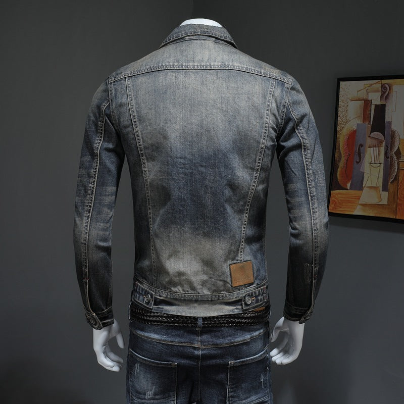 Men’s Denim Casual Jacket – Cotton Blend, Side Slit Pockets, Regular Fit - Daily Goods