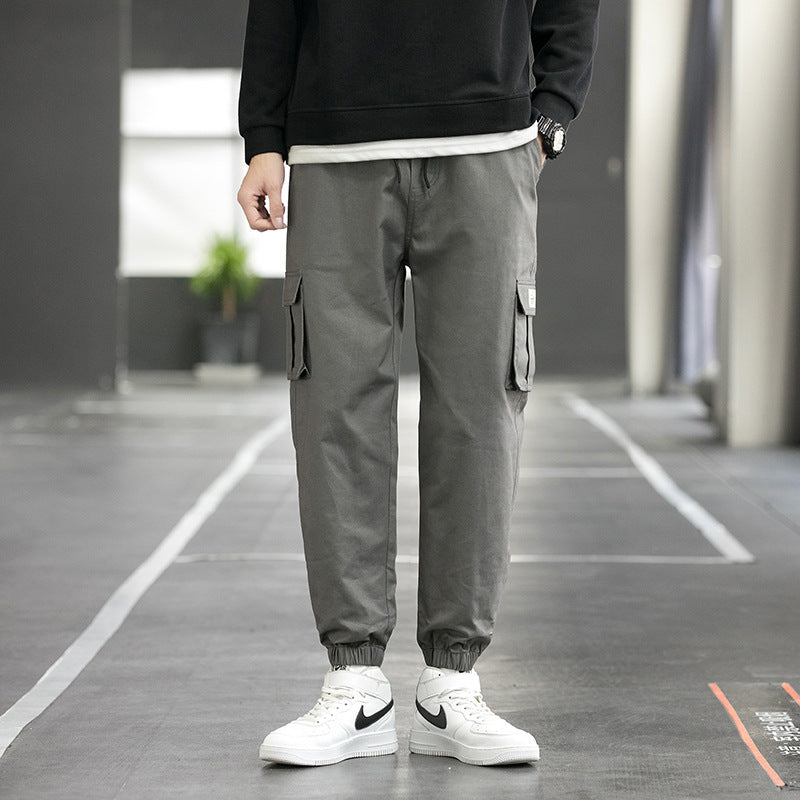 Men’s Loose Cotton Cargo Pants – Multi-Pocket Middle Waist Casual Trousers - Daily Goods