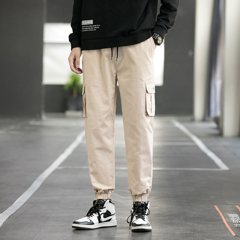 Men’s Loose Cotton Cargo Pants – Multi-Pocket Middle Waist Casual Trousers - Daily Goods