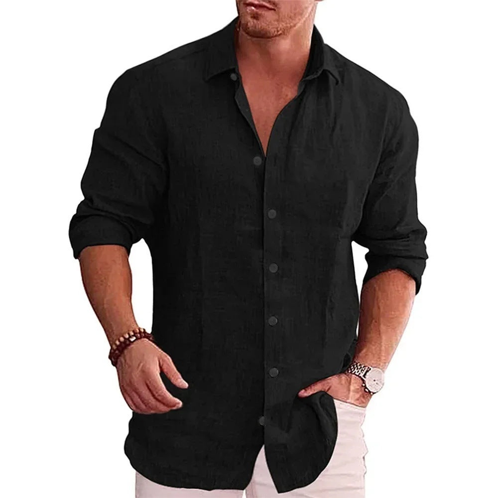 Men’s Loose-Fit Cardigan – Solid Color, Long Sleeve, Casual Leisure Wear - Daily Goods