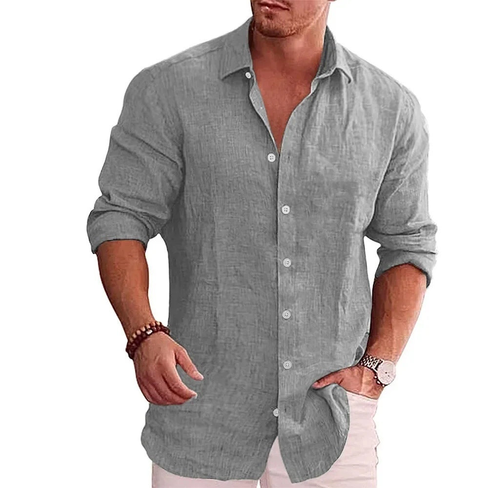 Men’s Loose-Fit Cardigan – Solid Color, Long Sleeve, Casual Leisure Wear - Daily Goods